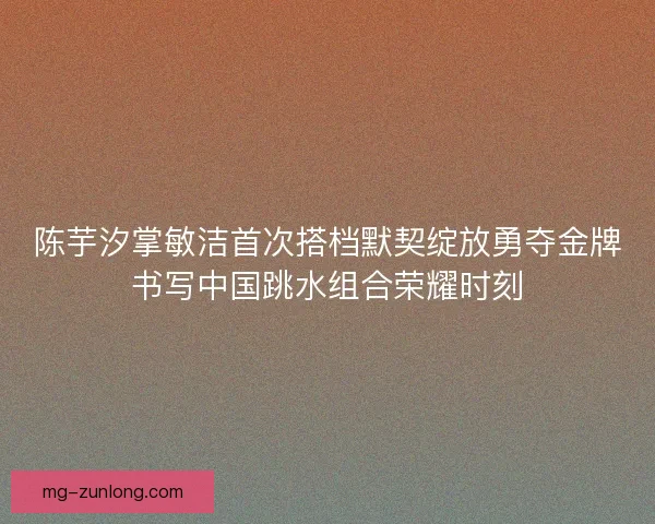 陈芋汐掌敏洁首次搭档默契绽放勇夺金牌书写中国跳水组合荣耀时刻